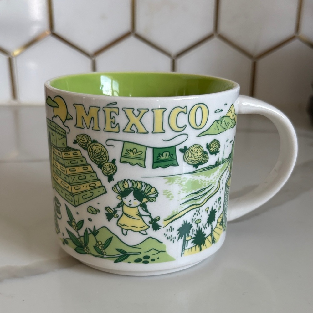 Mexico Themed Green and White Mug